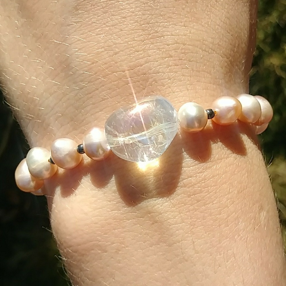 Powerful Hematite, Pearl & Angel Aura